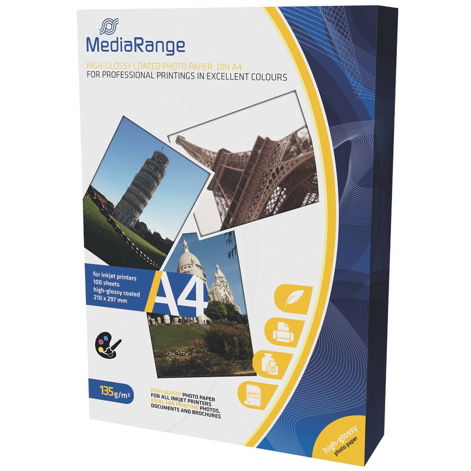 A4-Papier, Fotopapier, Glänzend, Tintenstrahldruck geeignet, 135 g/m²