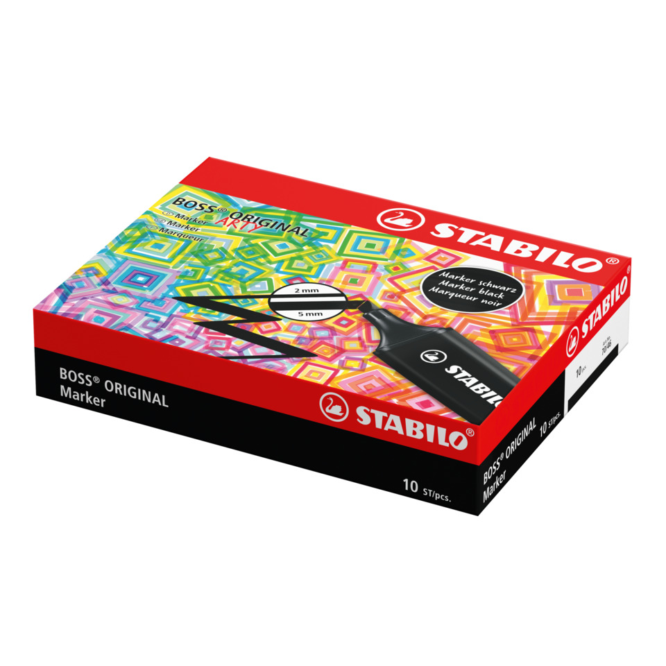 Marker, Stabilo, Marker schwarz, 20 cm, Original, Marker, Stabilo, Original, Filzstift, Markerbox