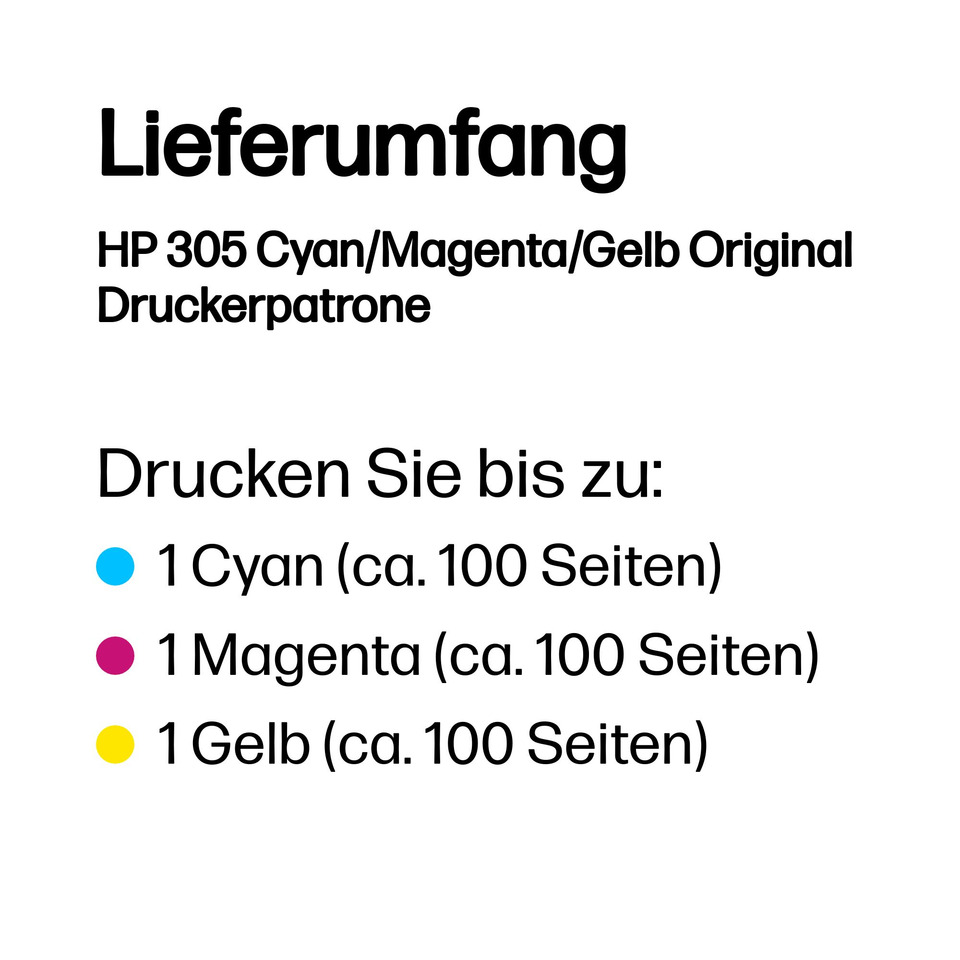 druckerpatrone, hp 305, cyan, magenta, gelb