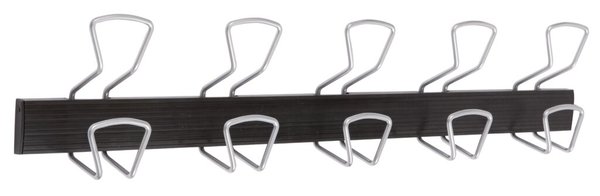 Wandgarderobe, 5 Doppelkleiderhaken, Metall, Schiene Kunststoff, schwarz