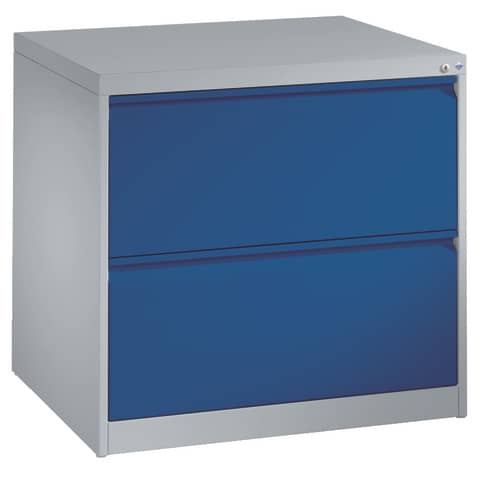 Hängeregistraturschrank Acurado - zweibahnig, 733 x 787 x 590 mm, 2 Schübe, lichtgrau/blau CP 12912-312/7035/5010