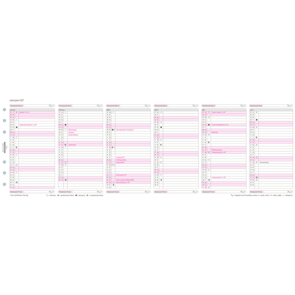 Kalender, Jahresplan, Monatliche Ansicht, Gewählte Monate, Planer