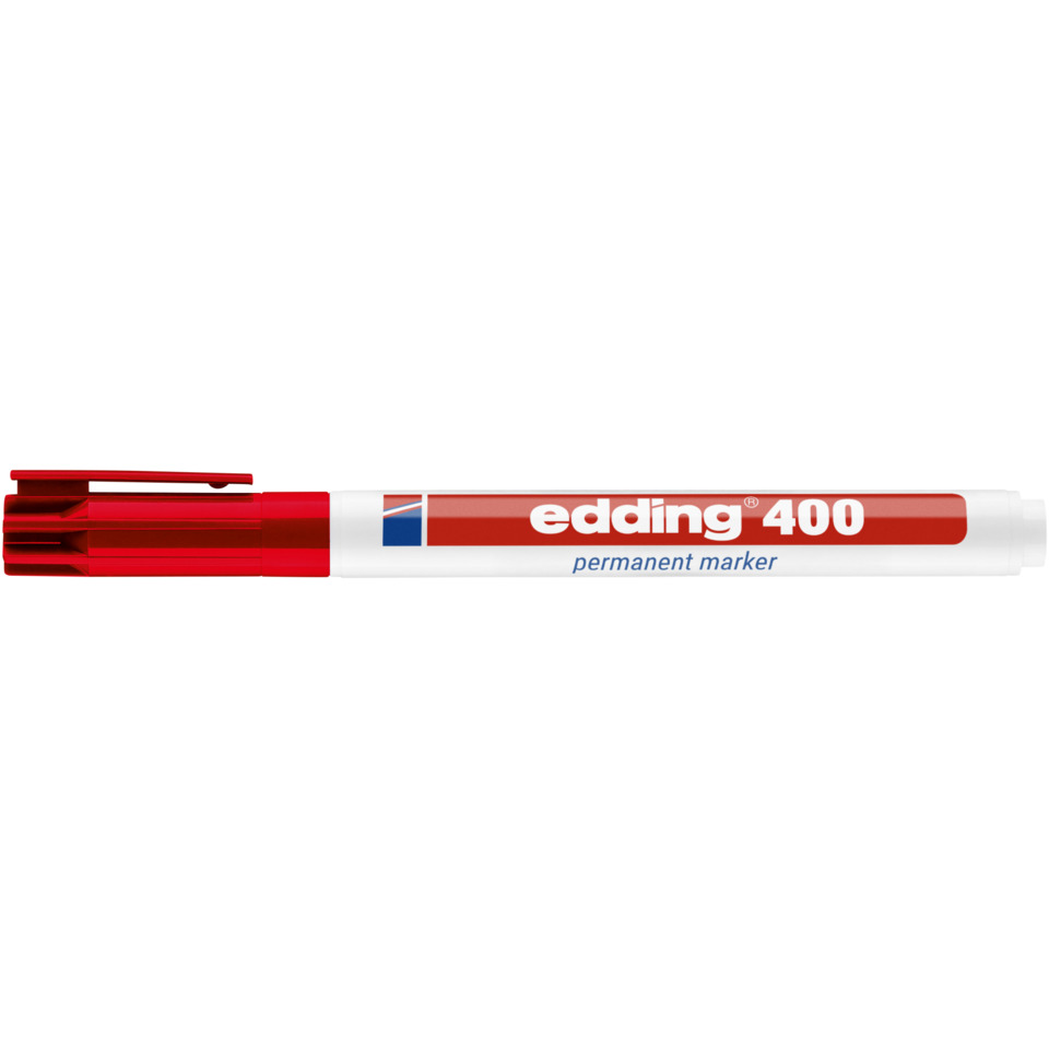 Permanentmarker, Rot, Marker, Edding 400, Kappe mit Clip