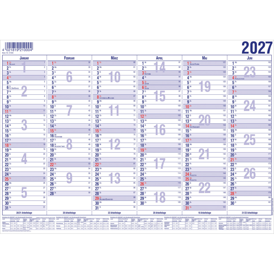 Kalender, Wandkalender, Monatskalender, Monatsübersicht, Jahreskalender