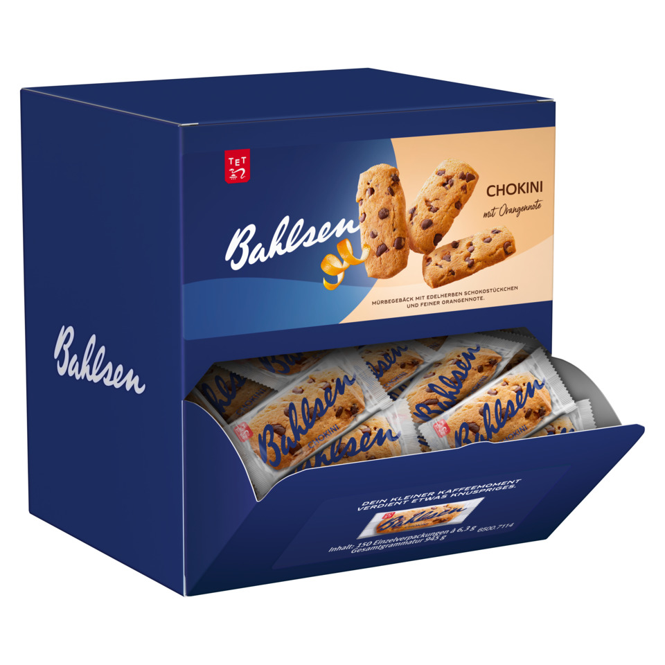 Kekse, Chokokeks, Orangennote, Beutelbox, Snack-Verpackung