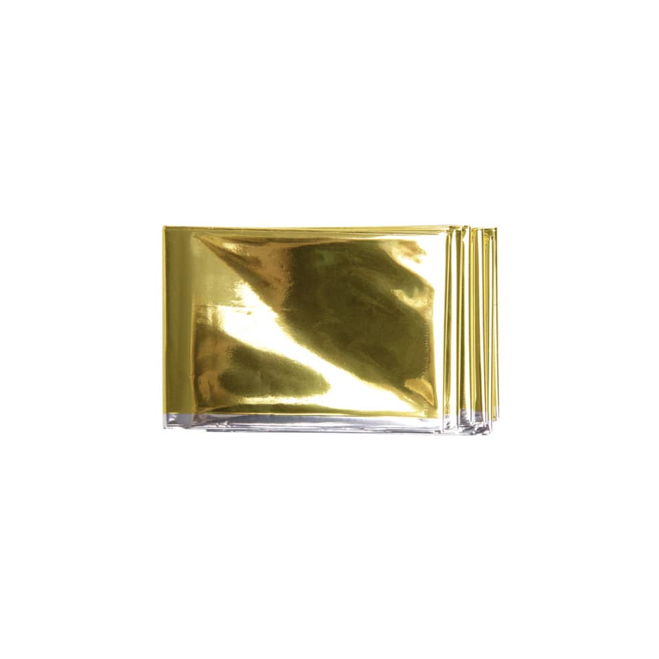 gold foil, foil packet, golden color, packaging, flat lay