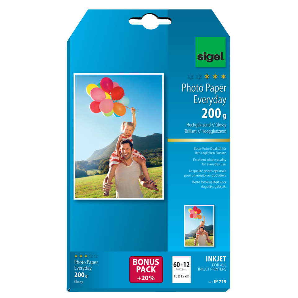 Foto-Papier, 200 g, Glossy, Tintenstrahl, Bonus-Pack, foto papier, alltäglich, 200 g, glänzend, tintenstrahl
