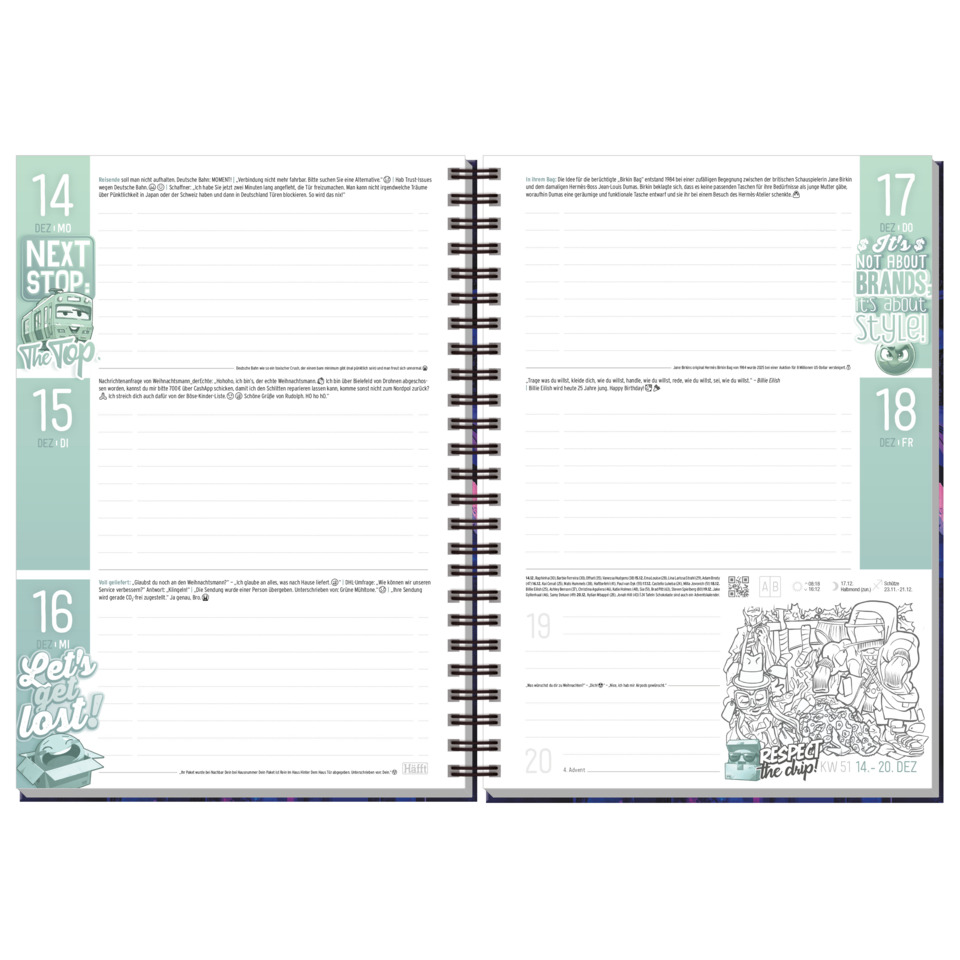 Terminplaner, Wandkalender, Spirale, Druckfarben, Illustrationen