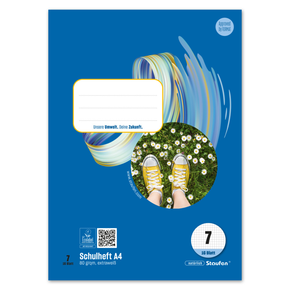 Schulheft, A4, blau, Kreisbild, Staufen