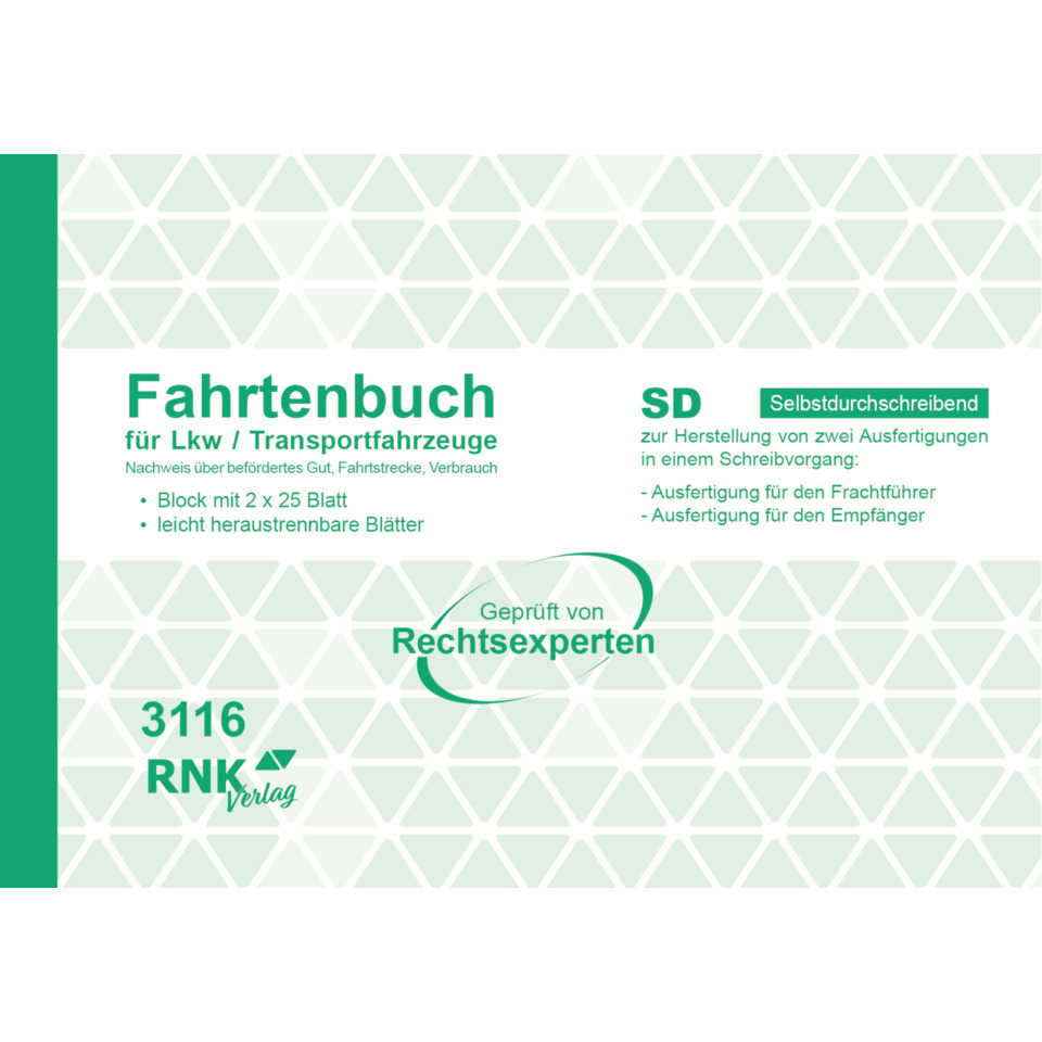 Fahrtenbuch, Lkw, Transportfahrzeuge, Blockpapier, Spiralblatt