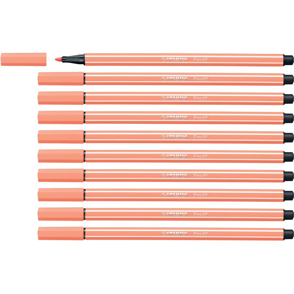 Lipstick, Pfirsich-Orange, Markerestift, Doppelspitzen, abdeckender Deckel, Marker, Pen, Highlighter, Coral orange, Set of 9