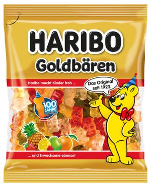 Fruchtgummi, Süßigkeit, Haribo Goldbären, Gelbe Verpackung, Bärchen