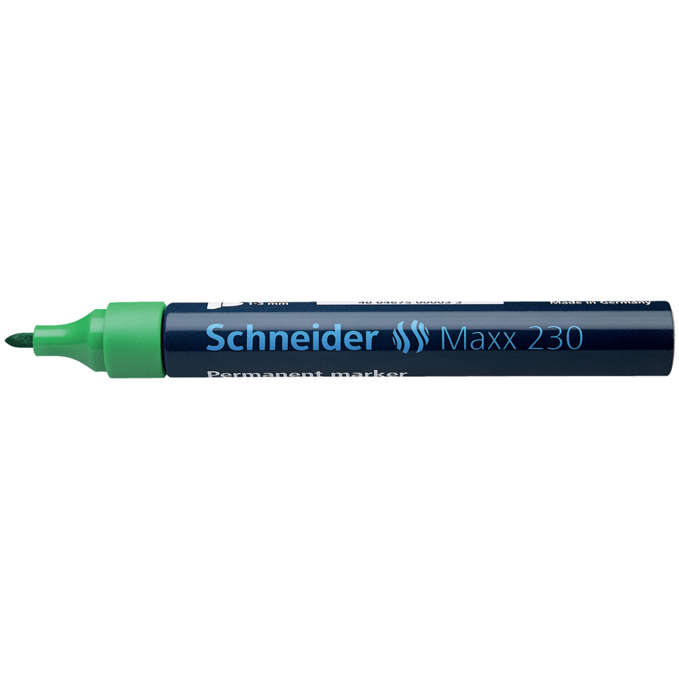 Marker, Permanent marker, Chisel tip, Green cap, Blue body