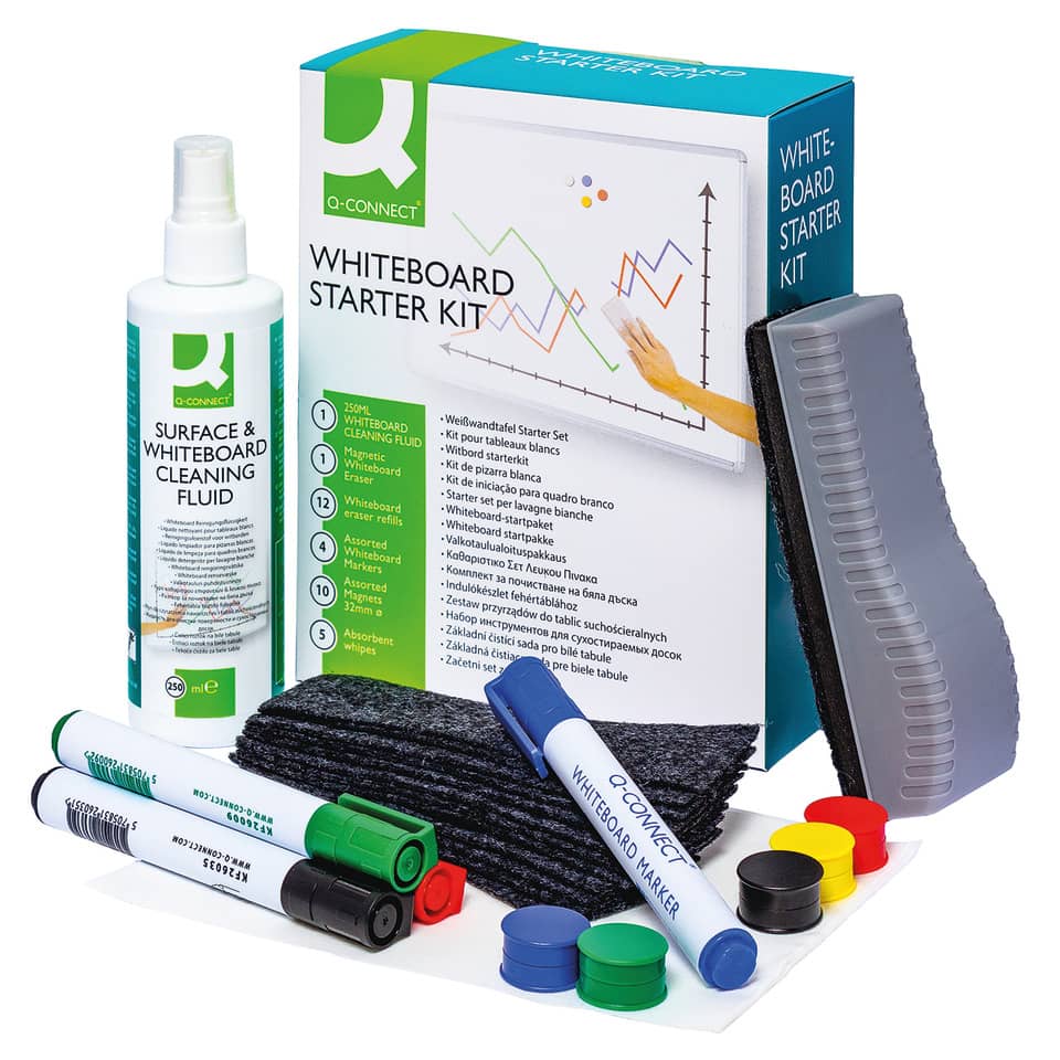 Whiteboard Starter Kit, Oberflächenreiniger, Marker, Radiergummi, Magnetische Zubehörteile
