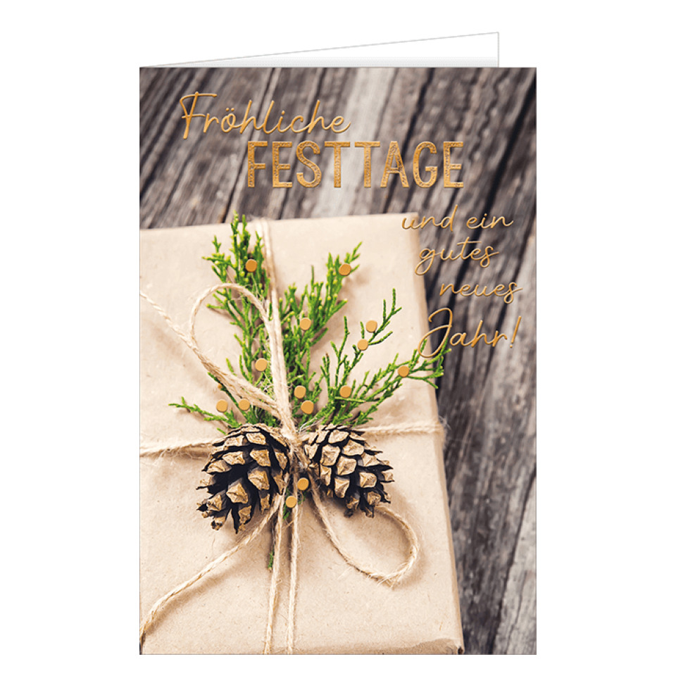 Geschenkverpackung, Kiefernzweig, Juteband, Paket, Naturmaterial