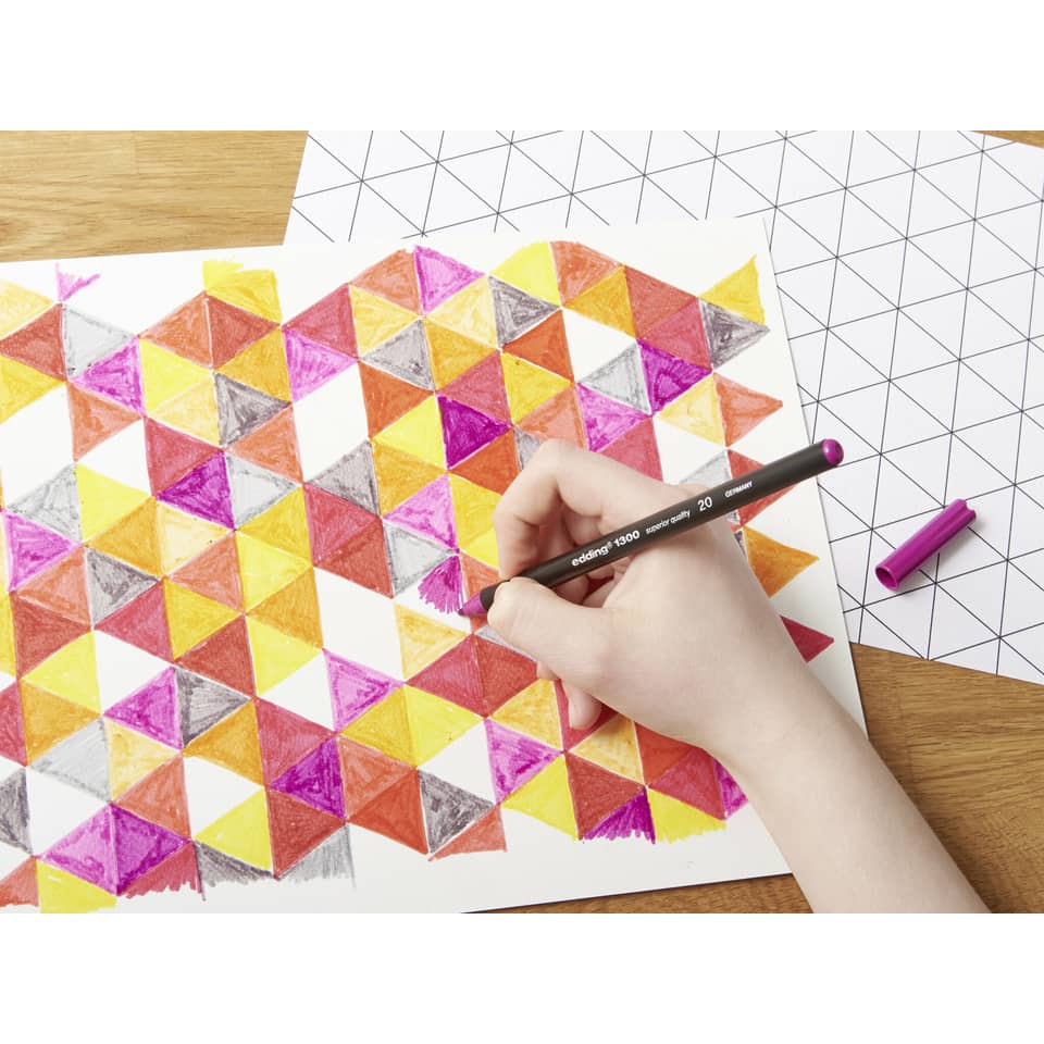 Geometrisches Muster, Dreiecks Muster, Bunte Dreiecke, Buntes Zeichnen, Zeichnen mit Markern