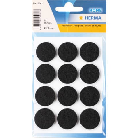 Filzgleiter, Ø22mm, 12 Stück, schwarz HERMA 15001