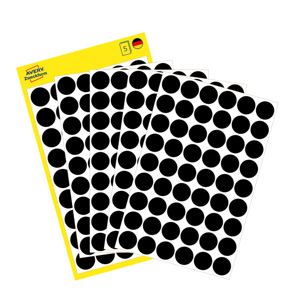 Stickerblätter, Punktaufkleber, Schwarze Punkte, Pünktchen Muster, Klebende Etiketten