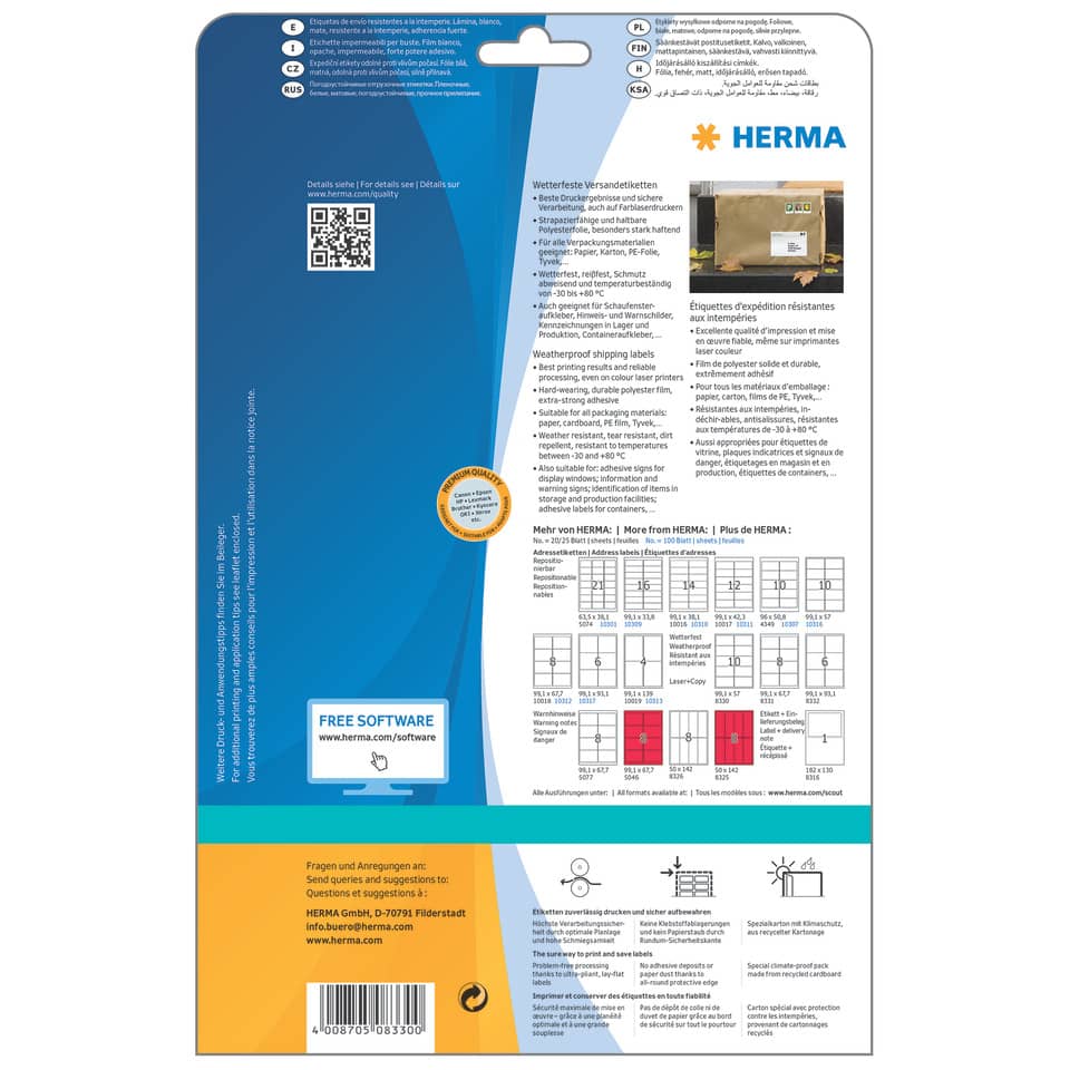 browning label, shipping label, weatherproof, cardboard packaging, Herma label