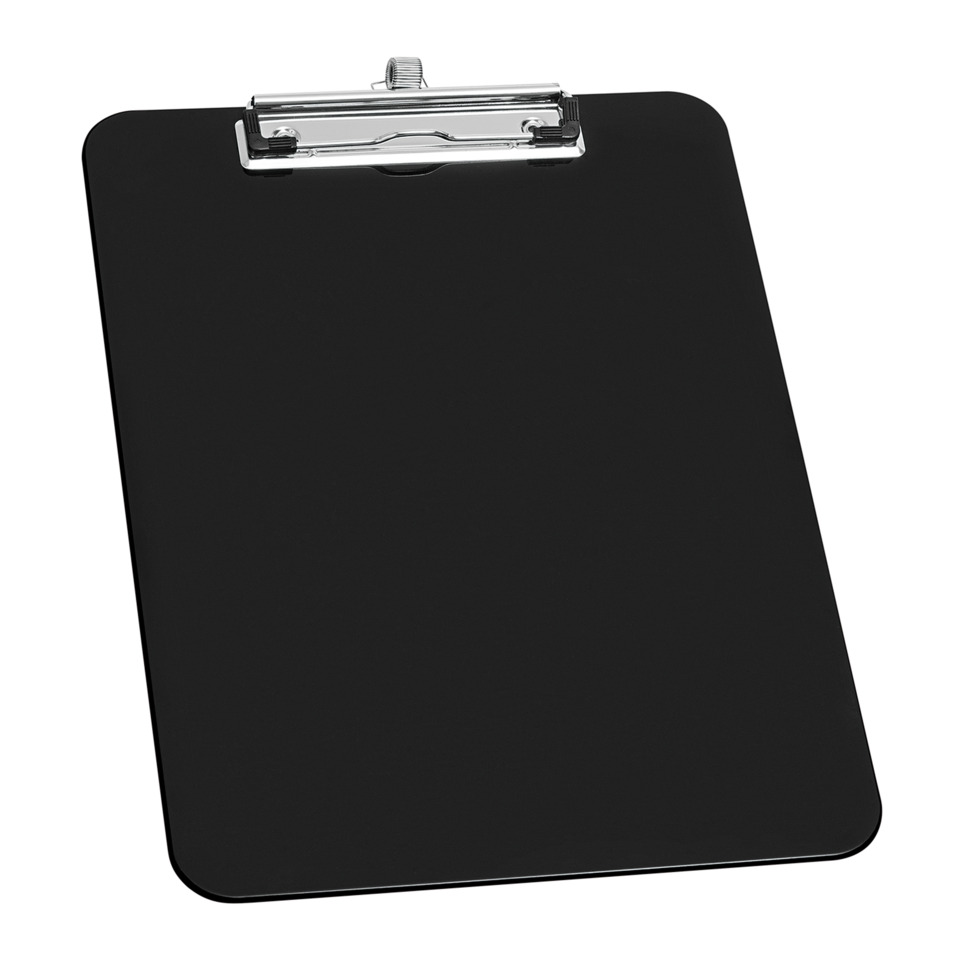 Clipboard, Clipboard board, Schwarz, Metallklemme, flache Oberfläche