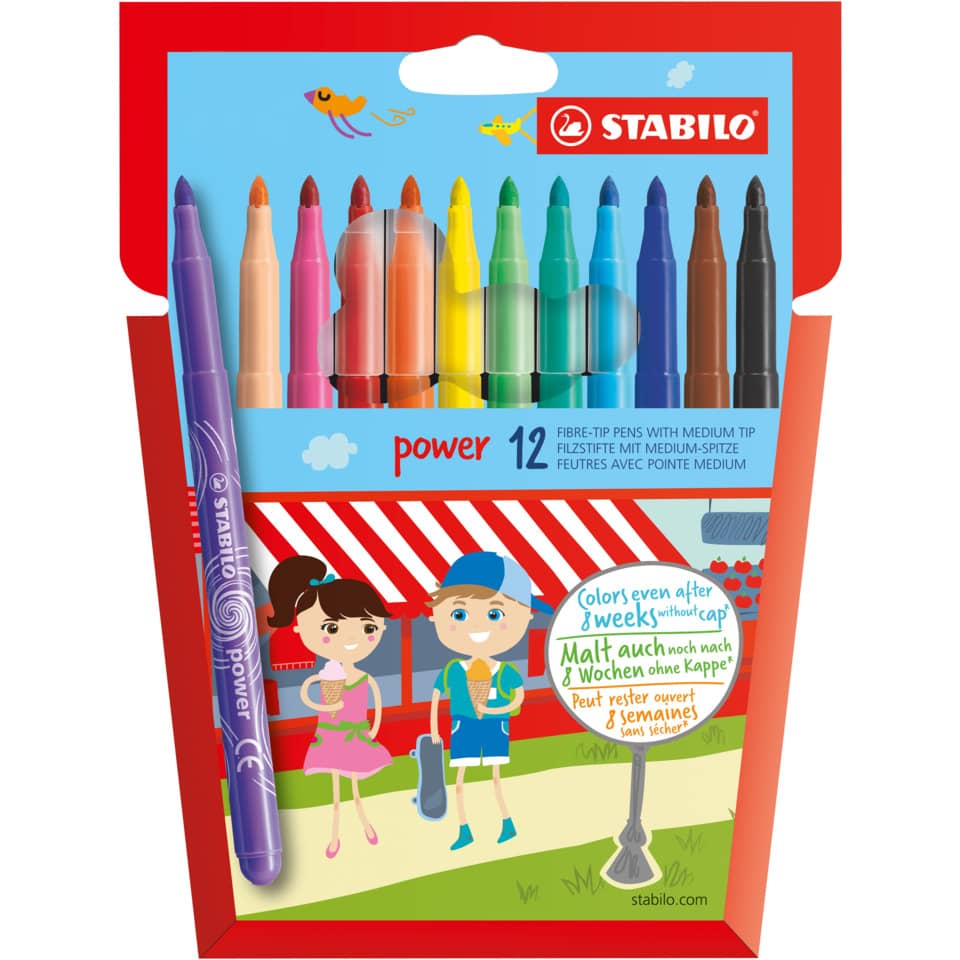 buntstifte, faserstift, 12er pack, kinder zeichnen, stabilo