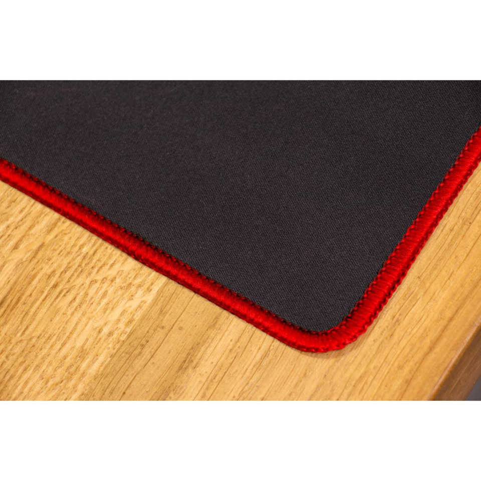 Mauspad, Schwarz, rote Kante, Gleitfläche, Gummiunterseite
