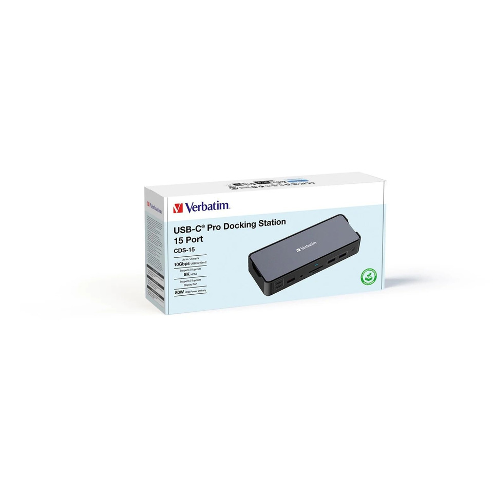 USB-C Dock, Docking Station, 15 Port, Verbatim, USB-C Pro Docking Station