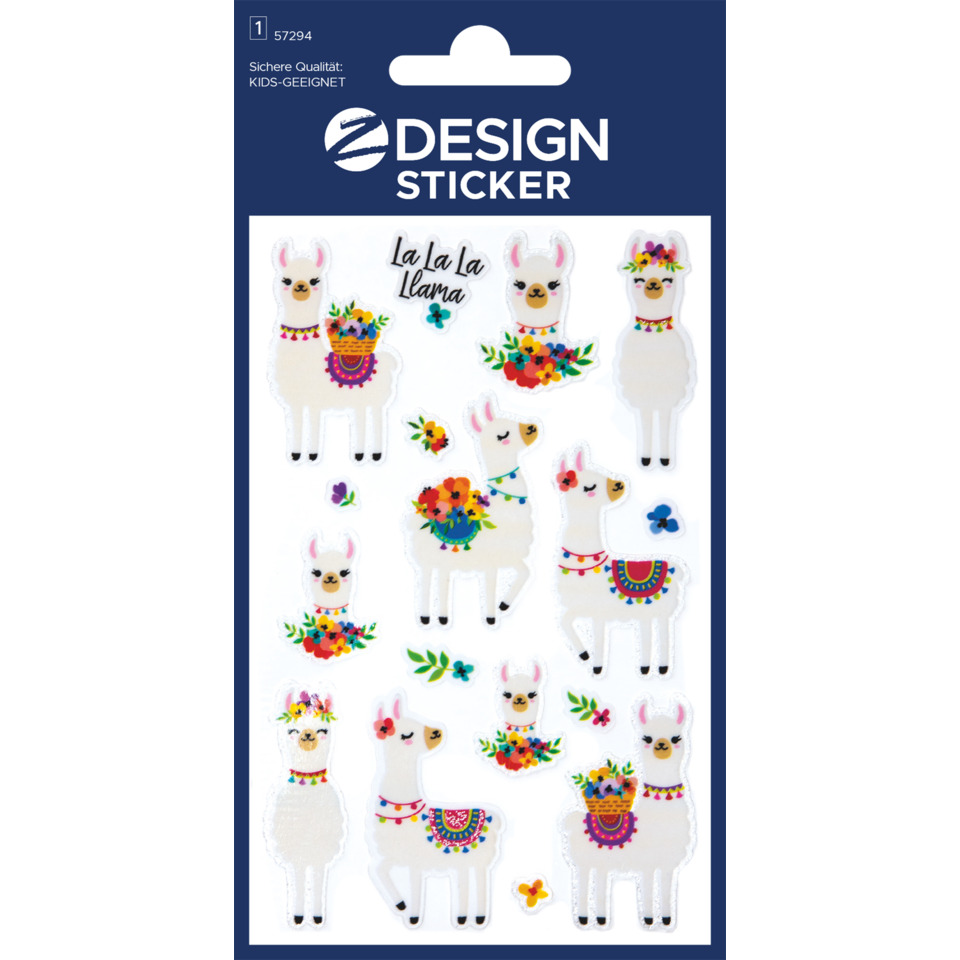 Lama Sticker, Lamastick, Fröhlich, Blumen, Kartenaufkleber