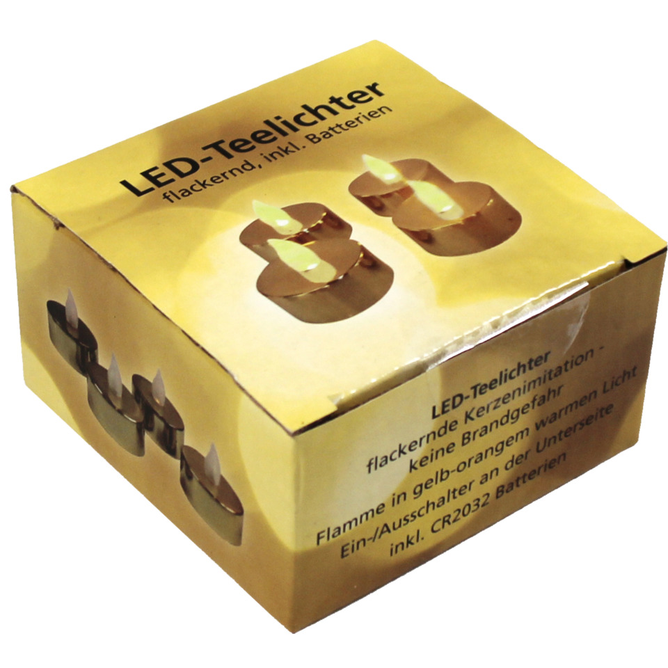 LED-Teelichter, Teelichter, Kartonverpackung, Kerzenlicht, Batterien enthalten