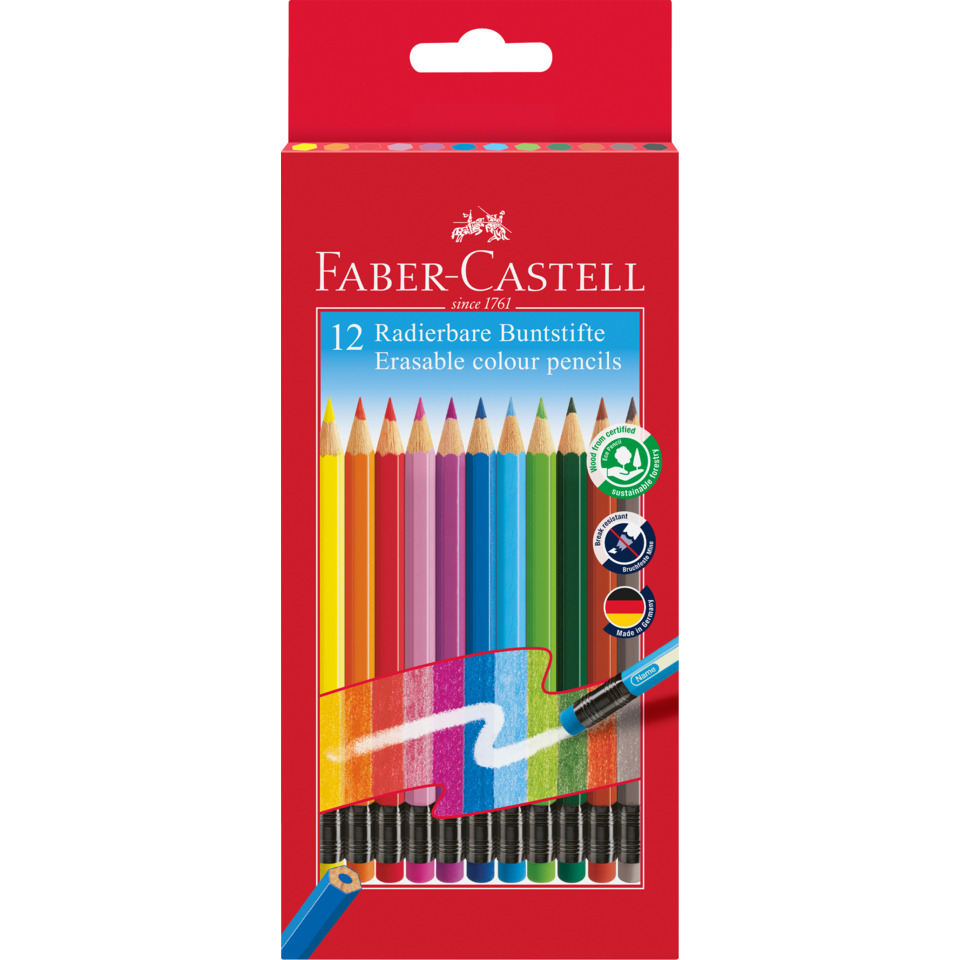 Buntstifte, Radierbar, 12er Pack, Erasable color pencils, Holzstifte