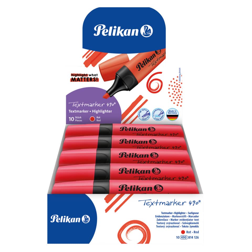 Textmarker, Marker, Filzstift, Textmarker 490°, Rot