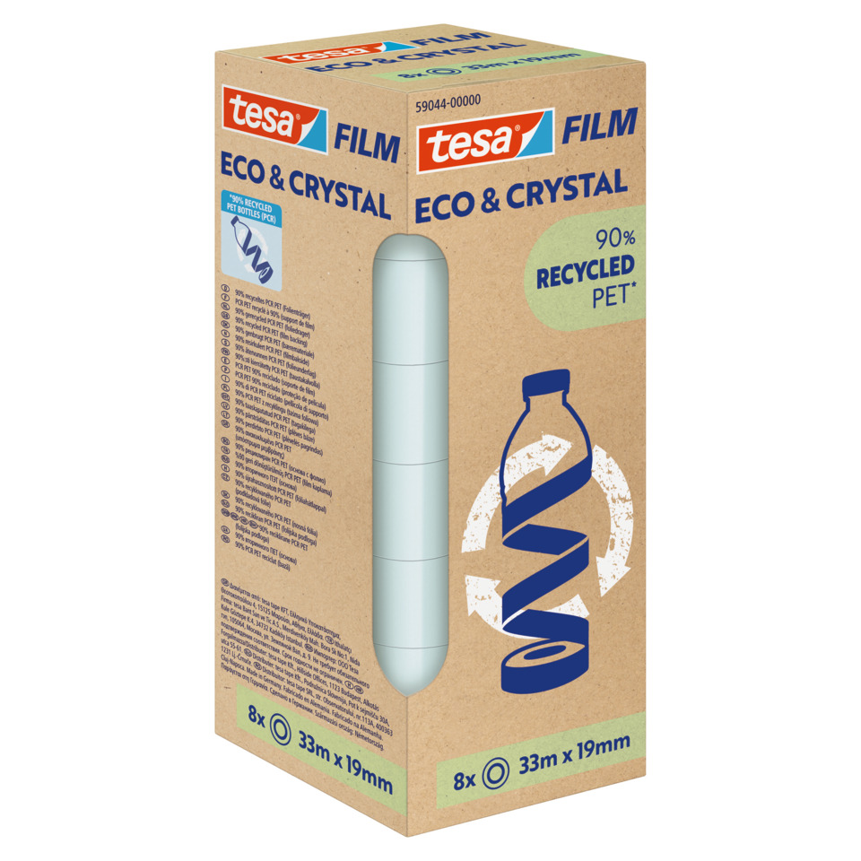ECO & Crystal, PET-Flaschen, 80% recycelt, Kartonbox, Film