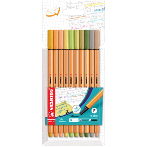 Fineliner point 88® Etui, sortiert, Kartonetui mit 10 Stiften STABILO 8810-22