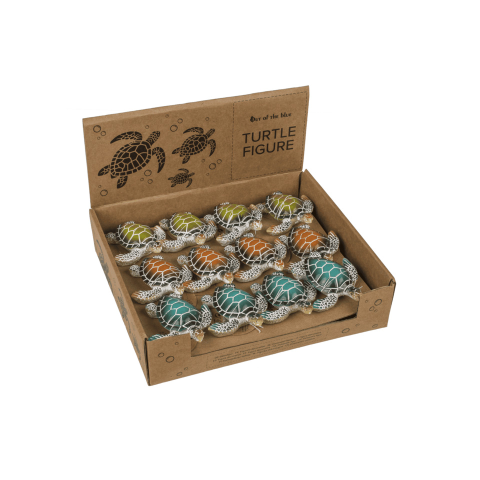 Turtlefigur,  Meeresschildkröte,  Figurine,  Boxenauslage,  bunte Schildkröten