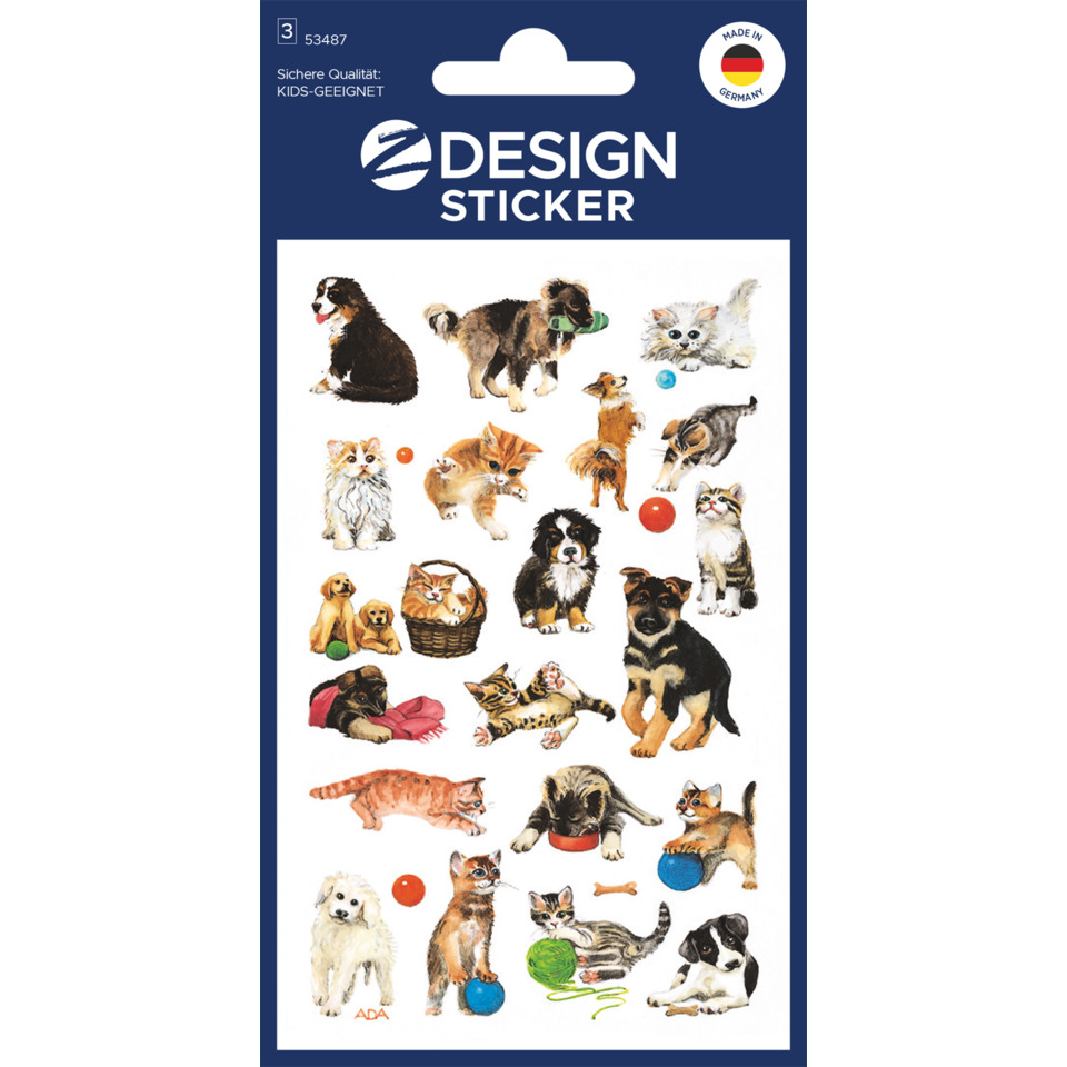 Tierkinder, Haustier Sticker, Katzen, Hunde, Tierfiguren