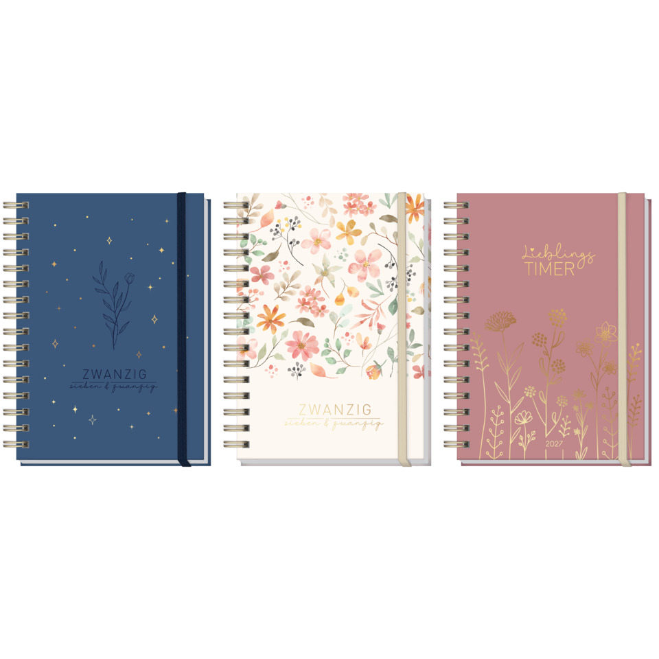 Notizbuch, Spiralbindung, Floral Muster, Pflanzenmuster, Kalender Jahr 2027