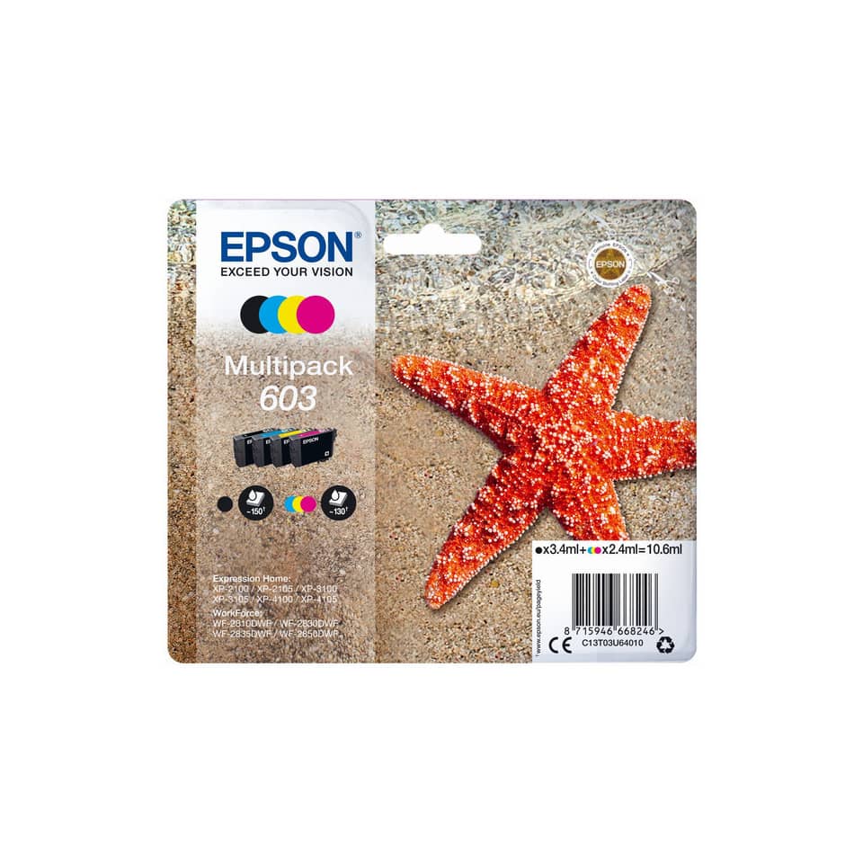 Multipack, Tintenpatronen, Epson, Seestern, Beiger Hintergrund