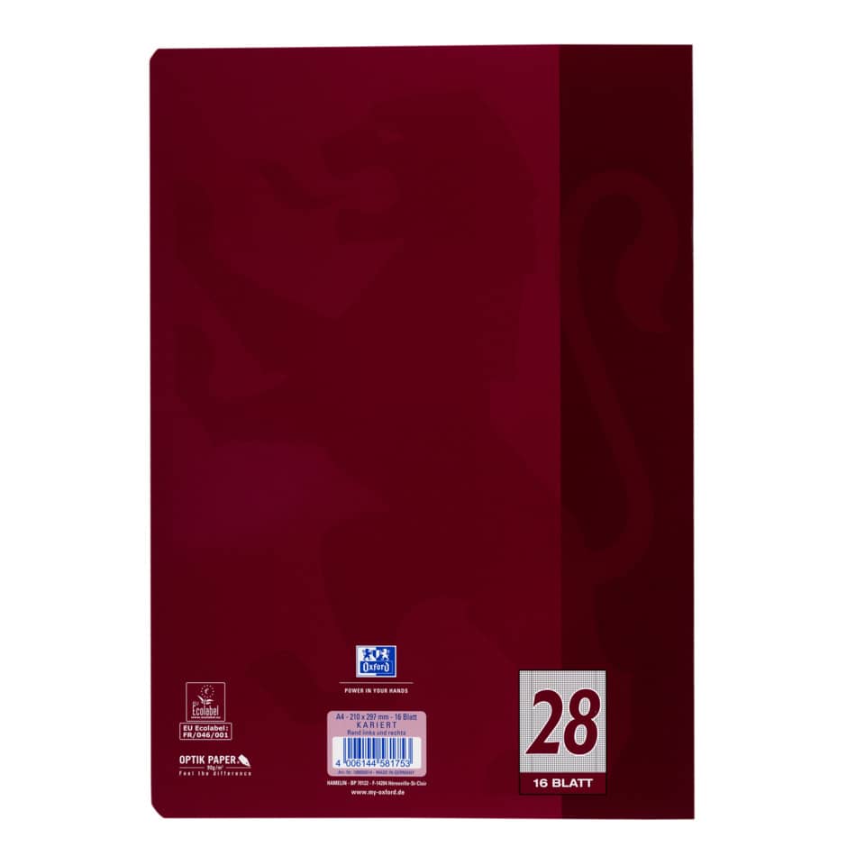 Kladde, A4, Pappe, Roter Einband, 28 Blatt