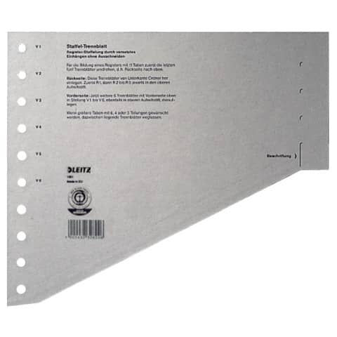 Staffeltrennblatt, A4, 100 Stück, grau LEITZ 1651-00-85