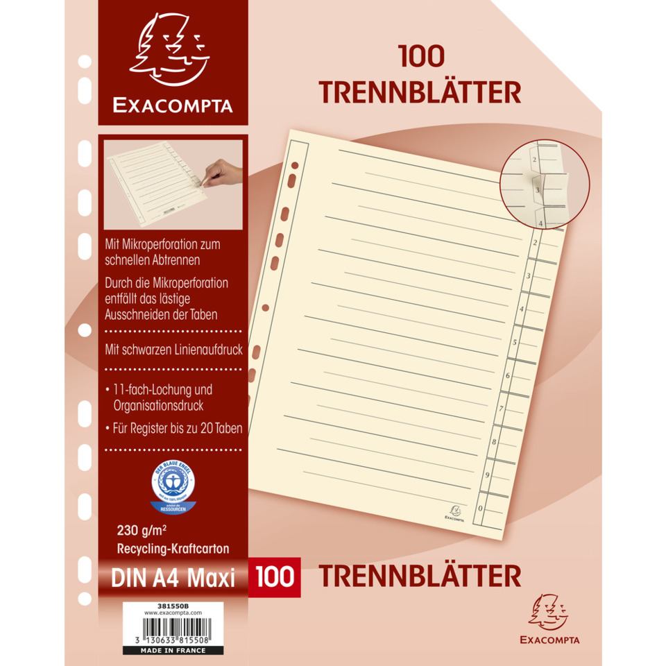 A4 Notizblock, linierte Seite, Perforiertes Papier, Löcher für Lochung, Recycling-Karton