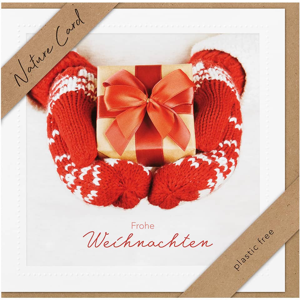 Weihnachtsgeschenk, rote Handschuhe, rote Geschenkverpackung, Umschlag/Box, Natürliche Karte