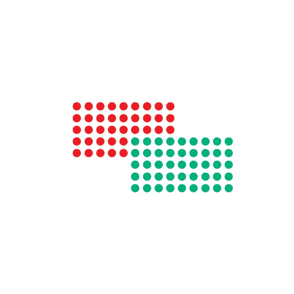 Punktmuster, Rot und Grün, Geometrisch, Punktengitter, Überlappende Formen