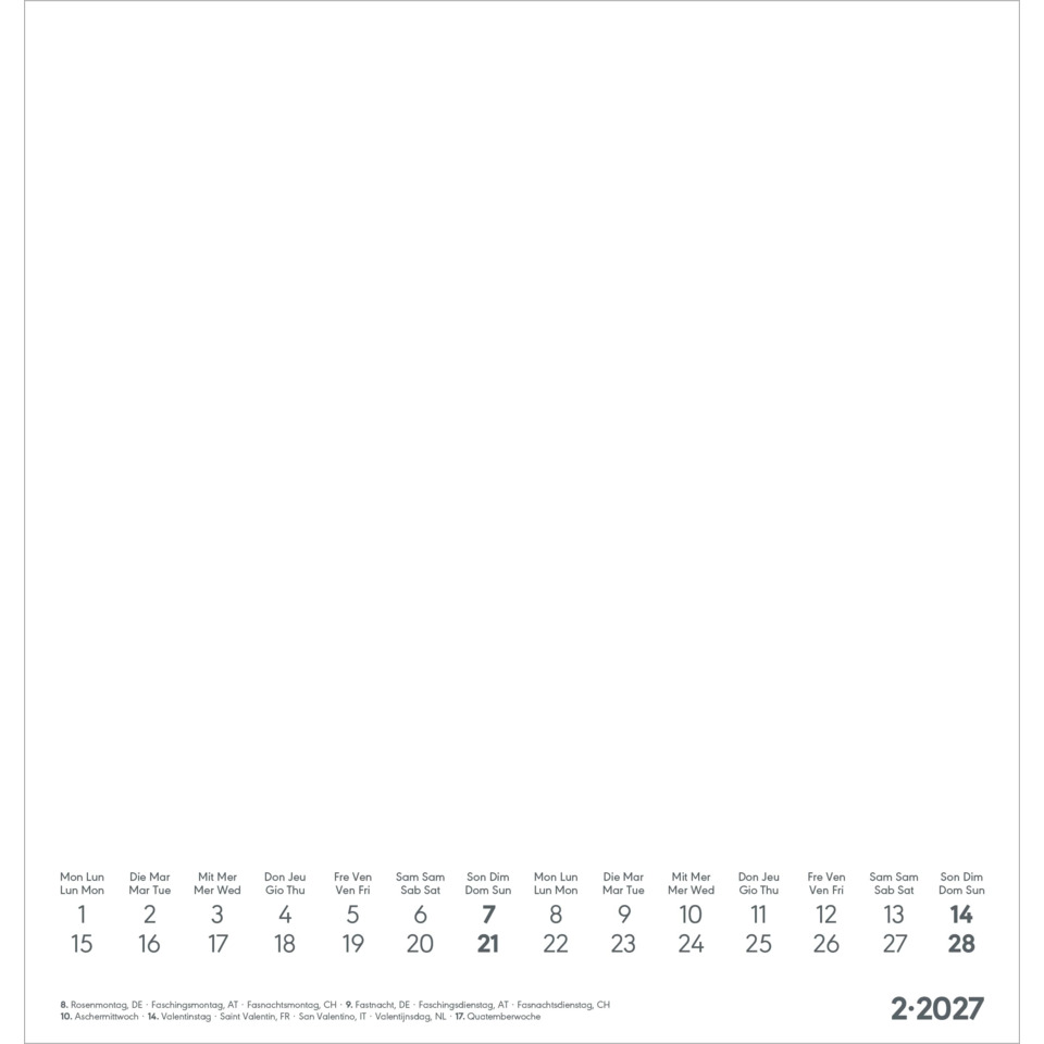 Kalender, Monat, Datum, Januar, Juli, 2027
