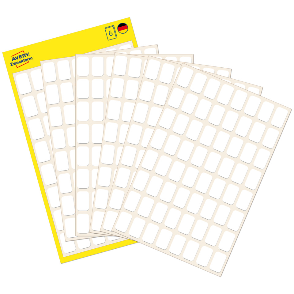Vielzwecketiketten, 13x8mm, 384 Stück, weiß AVERY ZWECKFORM 3041