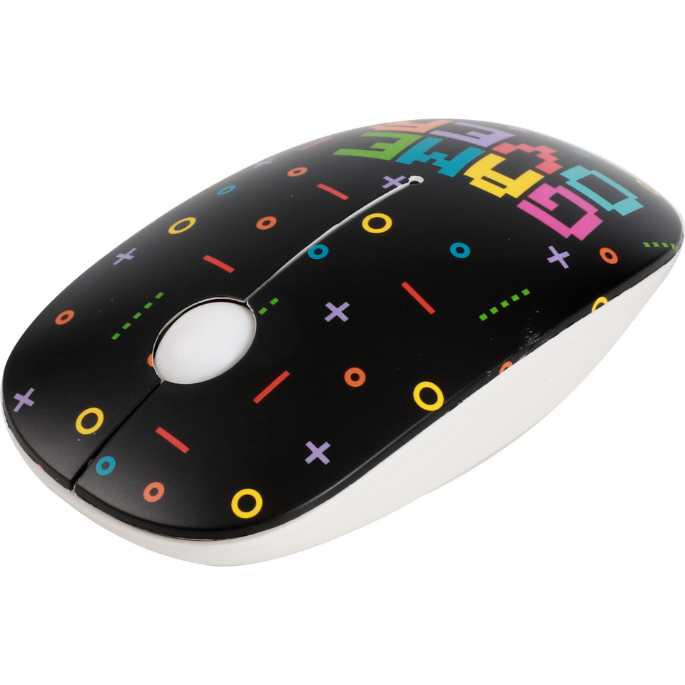 Kabellose Maus, Computer Maus, Maus mit Muster, Schwarz, bunte Punkte