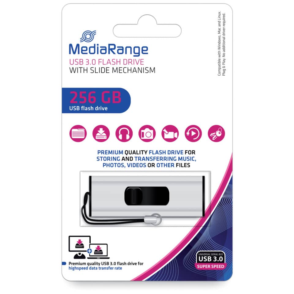 usb 3.0 flash drive, 256 gb, metallgehäuse, Schiebemechanismus, Schlüsselband-Kabel
