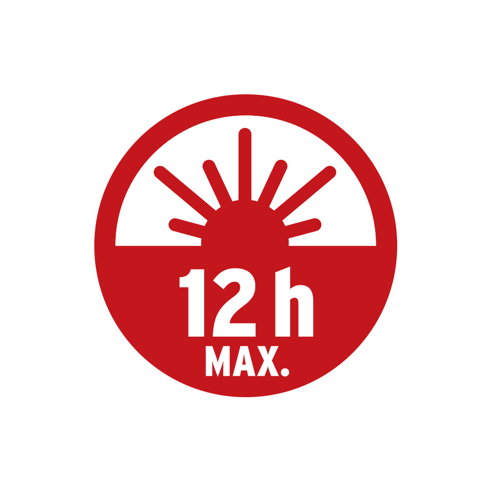 Piktogramm, 12h max, Zeitraum, Symbol, Alarm