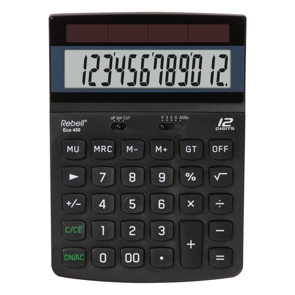 Taschenrechner, 12-stellige Anzeige, Schwarz, Tastenfeld, Elektronikartikel