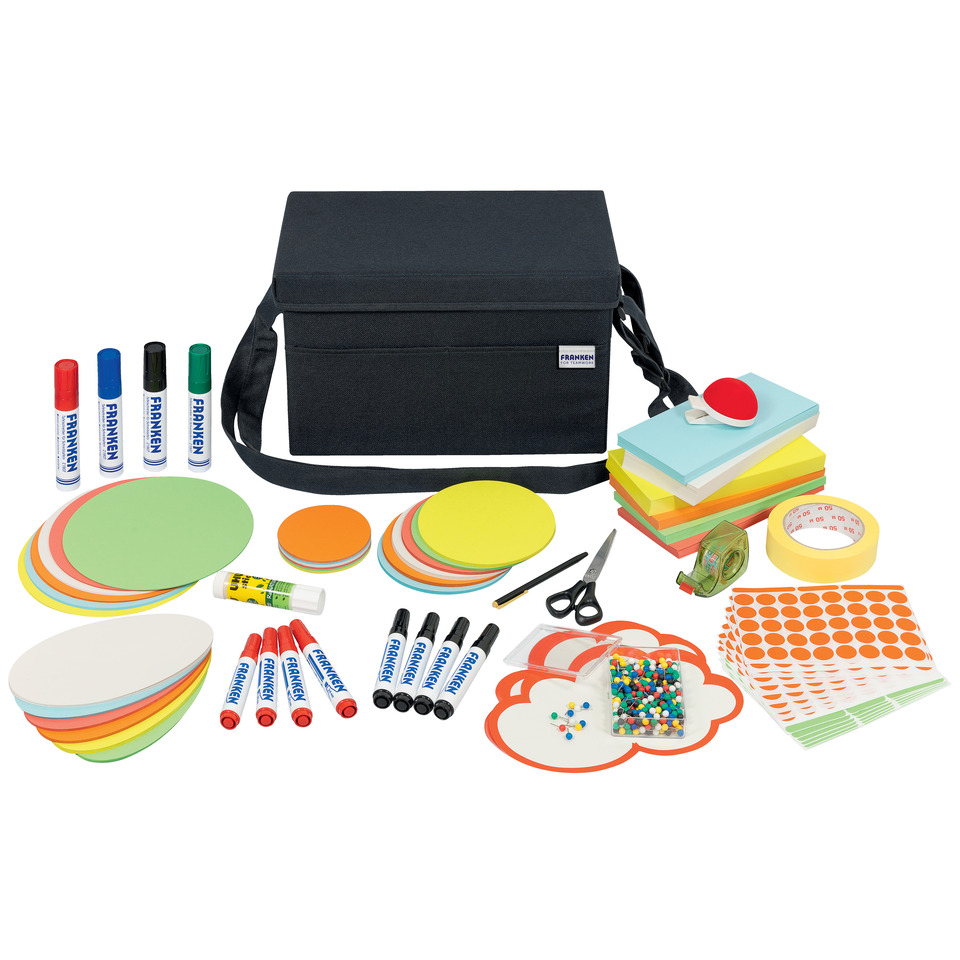 Schulmaterial, Klebeband, StickyNotes, Stiftnasen, Tafelzubehör