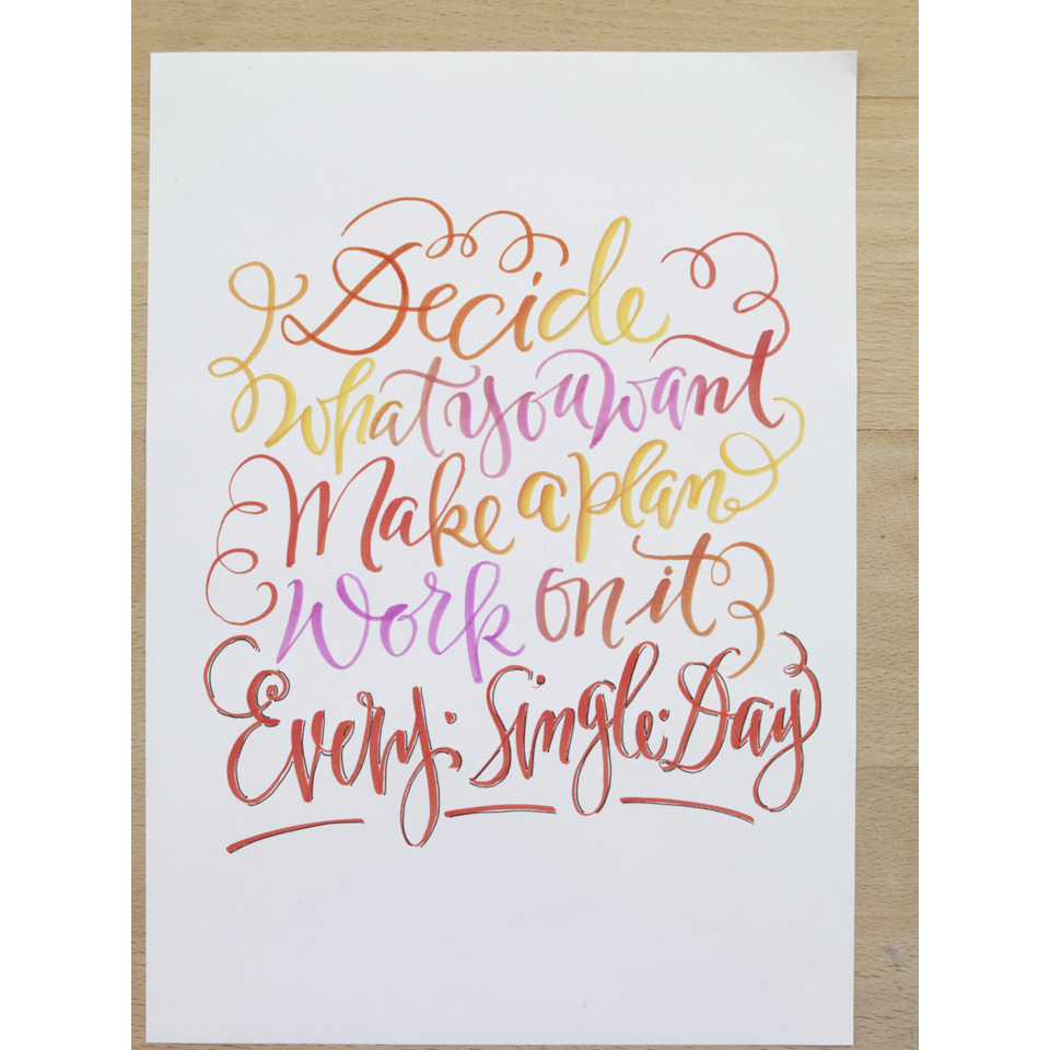 Wandposter, Handschrift, Kalligraphie, Zitat, Dekorationsdruck